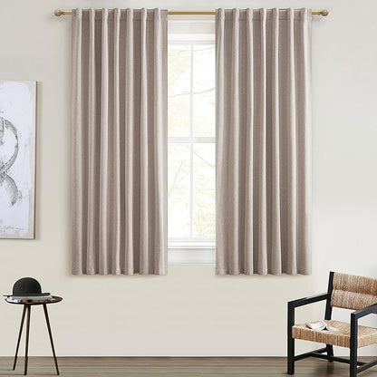 Black Out Linen Boho Curtains 72 Inch Long, Living/Bedroom Curtains 72 Inches by QJMYDECO