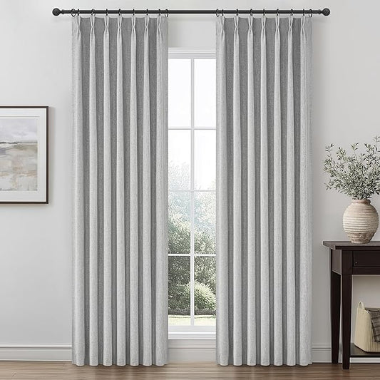 Grey Black Out Curtains 84 Inch Long by QJMYDECO