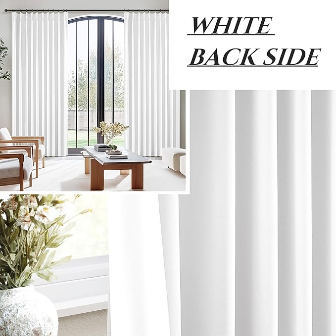 Solid White Linen Blackout Viral Curtains 96 Inches Long - Image 6