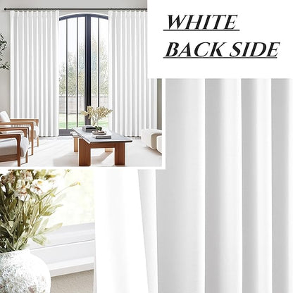Solid White Linen Blackout Viral Curtains 96 Inches Long - Image 6