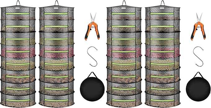 VIVOSUN 4-Pack 8-Layer Mesh Drying Rack Hanging Design by VIVOSUN
