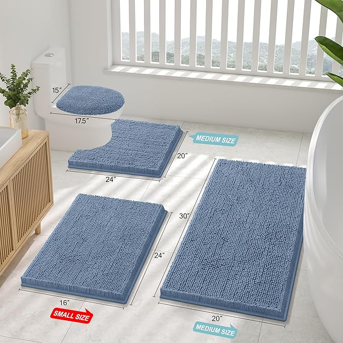 Smiry Luxury Chenille Bathroom Rugs 34x21, Extra Soft and Absorbent Shaggy Bath - Image 2
