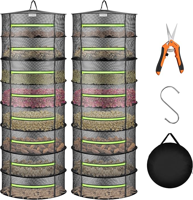 VIVOSUN 2-Pack 8-Layer Mesh Drying Rack Hanging Design by VIVOSUN