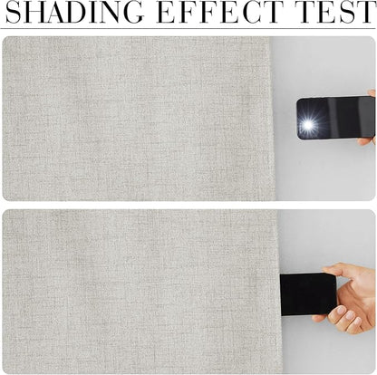RYB HOME 100% Blackout Cream Curtains, Linen Texture Thermal Insulated Drapes - Image 3