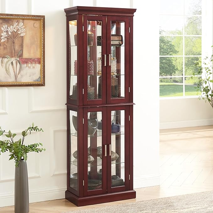 Lighted Wooden Display Curio Cabinet, Cabinet - Image 9