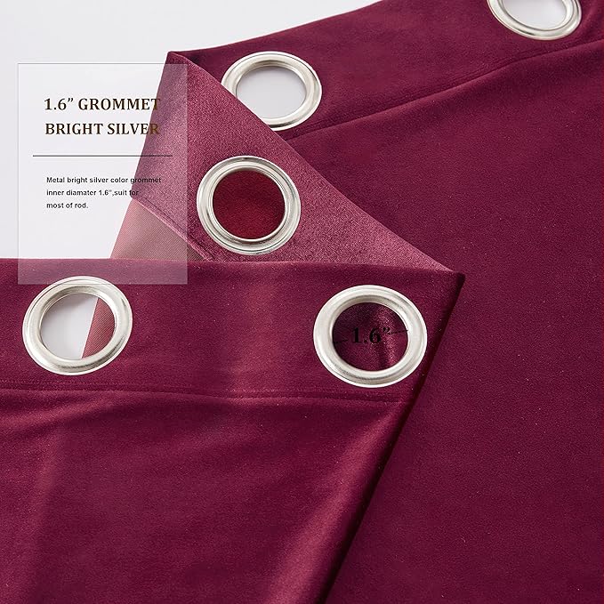 Christmas Burgundy Decorative Velvet Curtains 120 inches Elegant Living Room - Image 3