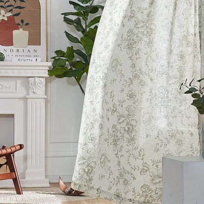 jinchan Pinch Pleated Curtains Floral Linen Blend Curtains - Image 8