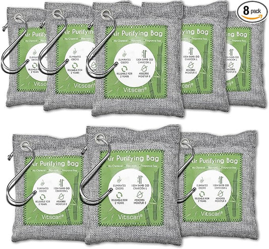 8 Pack Bamboo Charcoal Air Purifying Bag, Activated Charcoal Bags Odor Absorber by VITSCAN