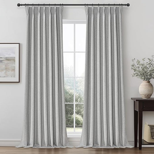 Grey Black Out Curtains 92 Inch Long by QJMYDECO