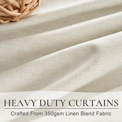 Warm Cream Thick Linen Black Out Curtains 92 Inch Long - Image 4