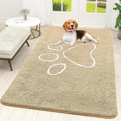 OLANLY Dog Door Mat for Muddy Paws 70x46, Paw Print Design, Absorbs Moisture by OLANLY