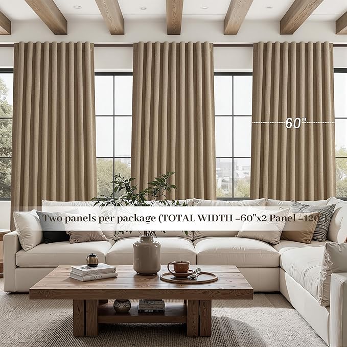 Rust Brown Blackout Curtains 60 Inches Extra Wide Linen 96 Inch Length - Image 5