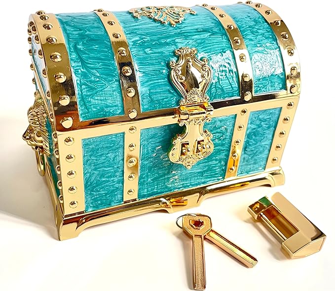 Large Double-layer Retro Metal Jewelry Chest, Pirate-style Lion Head Relief by Unknown