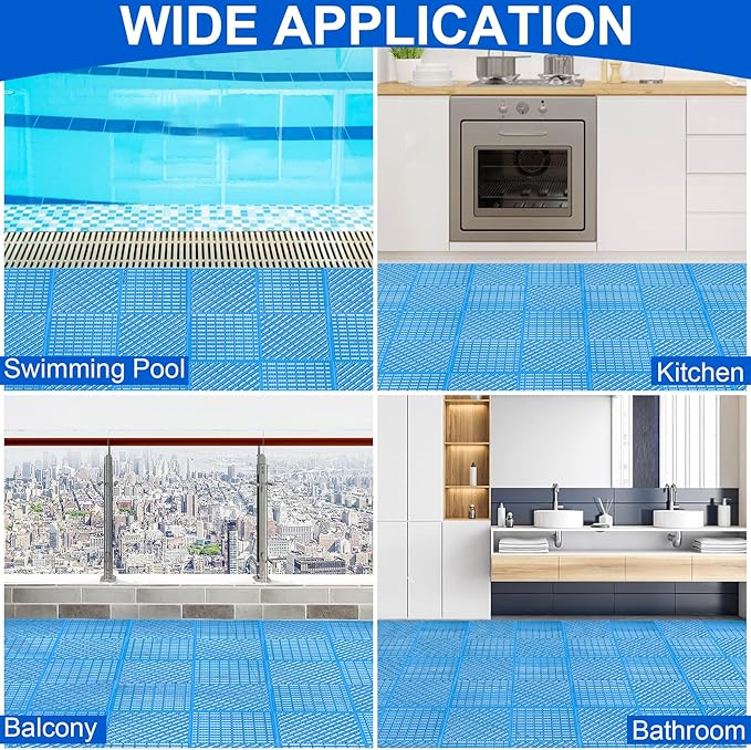 MYFAMIREA Modular Interlocking Cushion 12 Pack 11.8" x 11.8" Rubber Floor Tiles - Image 7