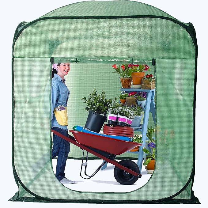 Porayhut Pop Up Greenhouse Tent, Portable X-Large Walk-in Flower House by porayhut