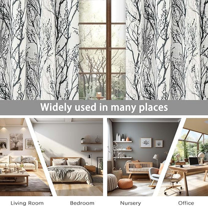 DriftAway Linen Printed Blackout Curtains Tree Branch Pattern Double Layer 84 - Image 6
