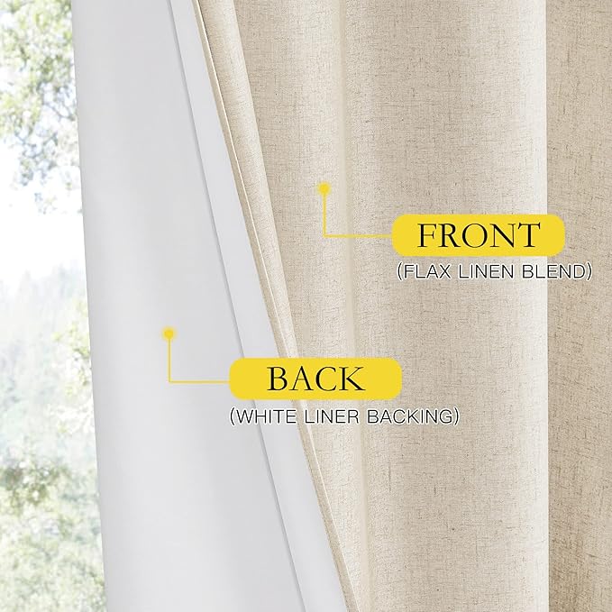 NICETOWN 100% Absolutely Blackout Linen Curtains - Image 5