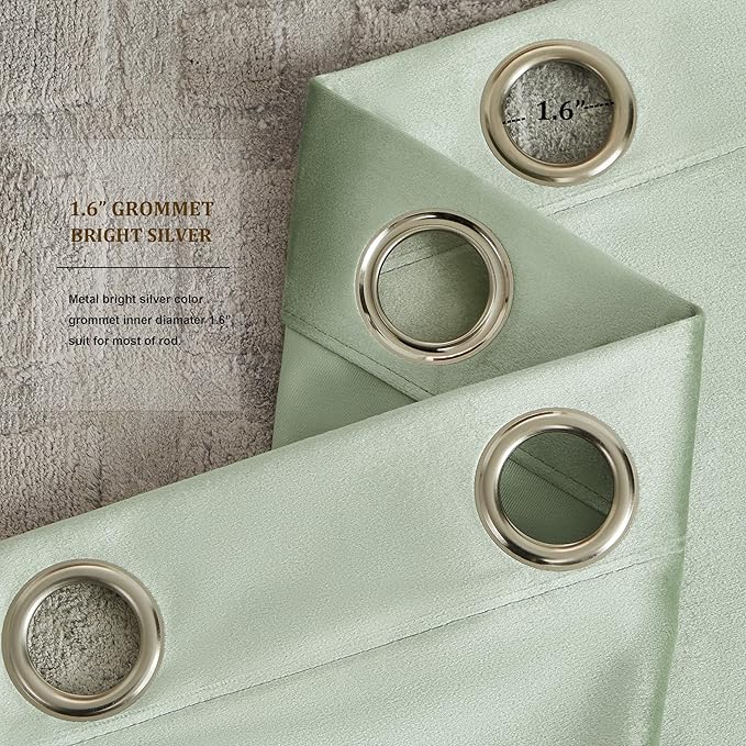 BULBUL Elegant Sage Green Velvet Curtains 120 inches Luxury Living Room Curtain - Image 3