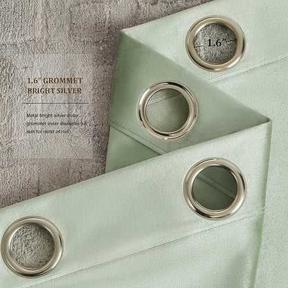 BULBUL Elegant Sage Green Velvet Curtains 120 inches Luxury Living Room Curtain - Image 3
