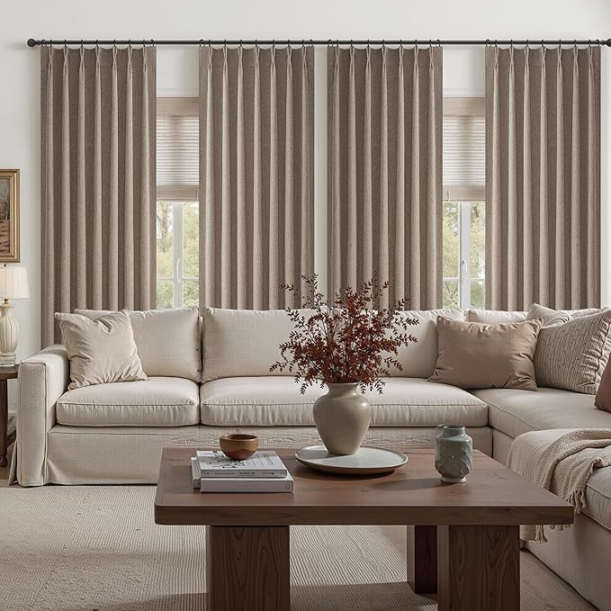 Dark Flax Blackout 105 Inch Long Boho Living Room Curtains 2 Panels Set - Image 5