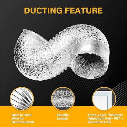 YSSOA 4" Non-Insulated Air Aluminum Ducting Flexible Dryer Vent Hose 8 Feet Long - Image 5