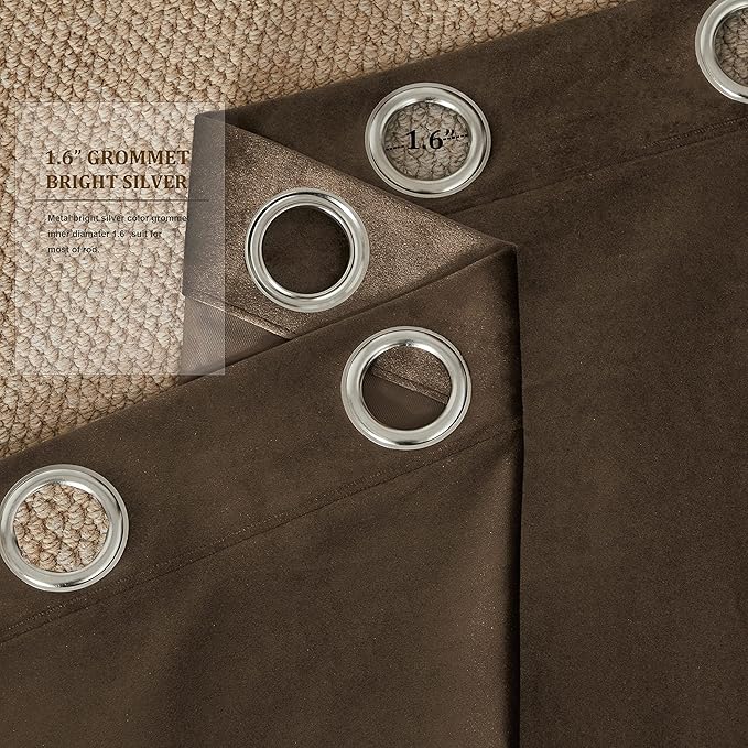 BULBUL Brown Velvet Curtains 84 inches: Luxury Elegant Living Room Curtain - Image 3