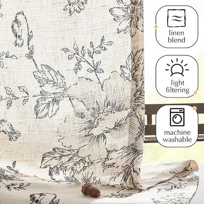 jinchan Pinch Pleated Curtains Floral Linen Blend Curtains - Image 7