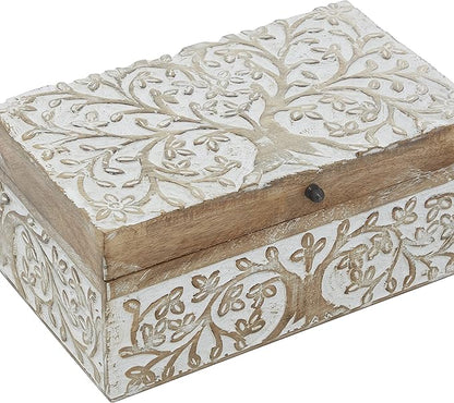 Deco 79 Mango Wood Floral Decorative Box Decorative Keepsake Boxes - Image 12