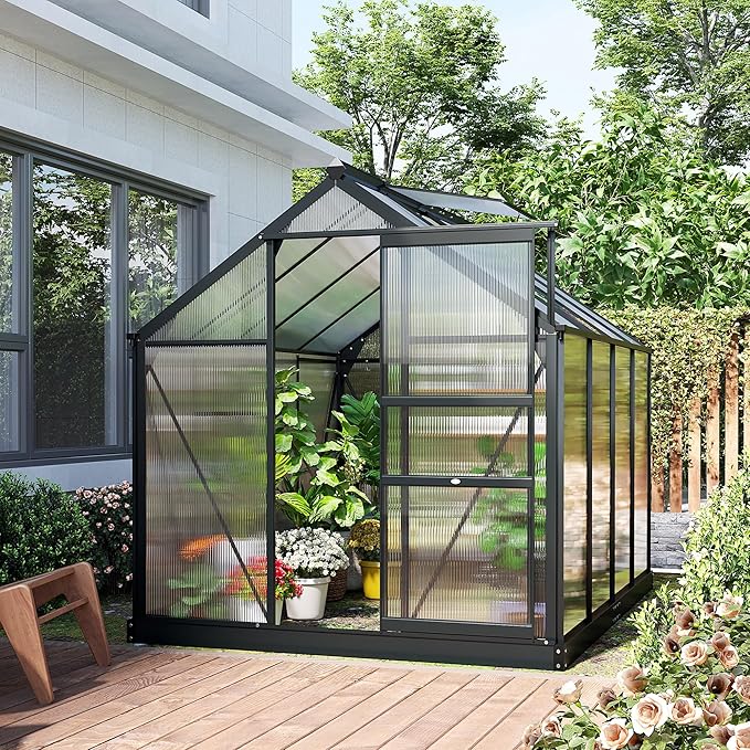 Outsunny 6' x 8' Greenhouse for Outdoors, Polycarbonate Greenhouse - Image 8