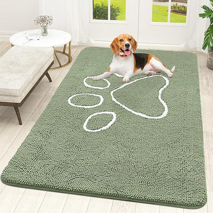 OLANLY Dog Door Mat for Muddy Paws 59x35, Paw Print Design, Absorbs Moisture by OLANLY