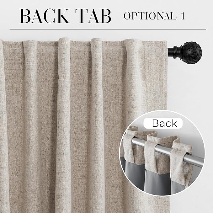 RYB HOME Natural Beige 100% Blackout Curtains 63 inch Long, Light Blacking & - Image 6