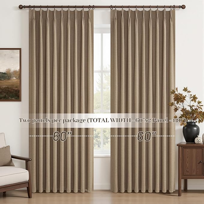 Curtains 60 Inch Length Wide Pinch Pleated Black Out Curtain 84 Inch Long - Image 8