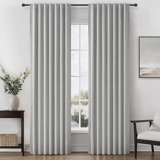 Gray 105 Inch Extra Long Blackout Curtains by QJMYDECO