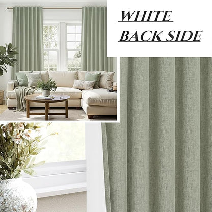 Sage Green Blackout Linen Curtains 84 Inches Long - Image 7