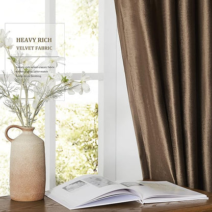 BULBUL Brown Velvet Curtains 63 inch: Luxury Elegant Living Room Curtain - Image 4