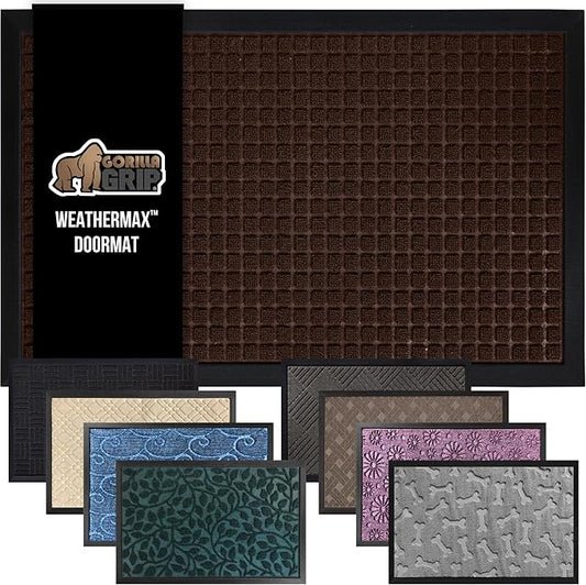 GORILLA GRIP 100% Waterproof All-Season WeatherMax Doormat, US Designed Natural by GorillaGrip