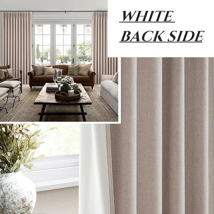 Pinch Pleated Flax Linen Blackout Extra Wide Curtain Panels - Image 8