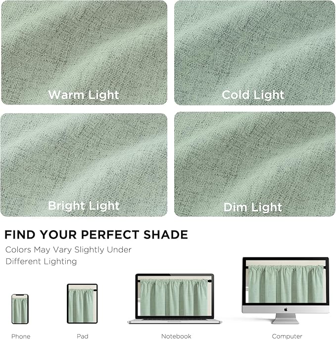 CUCRAF Linen 100% Blackout Curtains 90 Inch Length 2 Panels Set, Back Tab and - Image 4