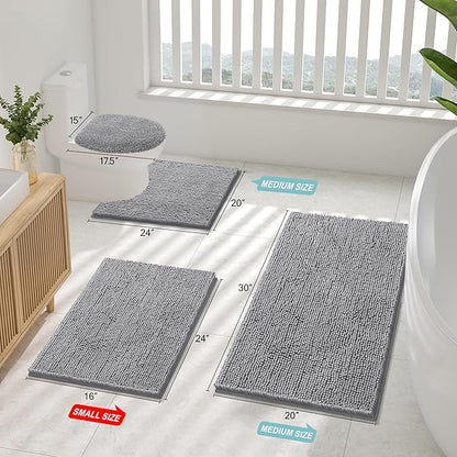 Smiry Luxury Chenille Bathroom Rugs 59x24, Extra Soft and Absorbent Shaggy Bath - Image 3