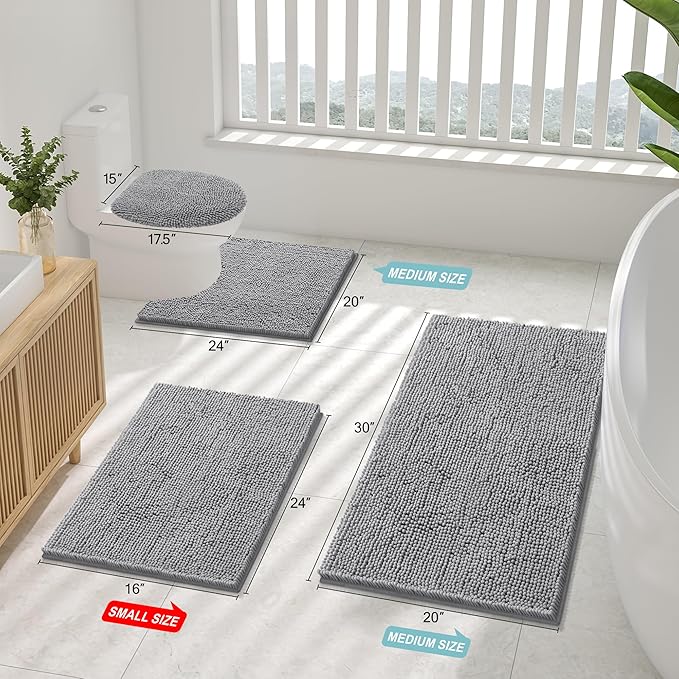 Smiry Luxury Chenille Bathroom Rugs 50x30, Extra Soft and Absorbent Shaggy Bath - Image 2