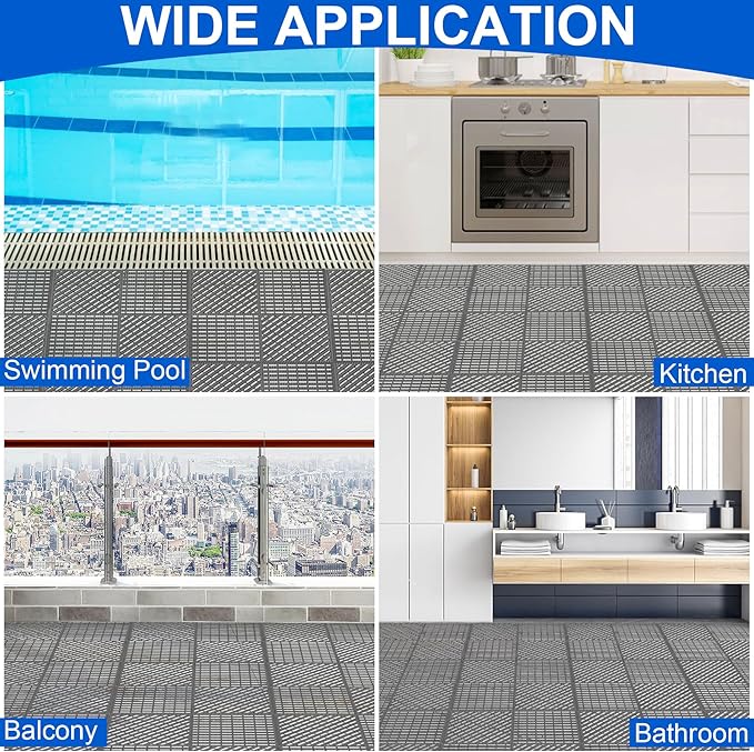 MYFAMIREA Modular Interlocking Cushion 12 Pack 11.8" x 11.8" Rubber Floor Tiles - Image 7