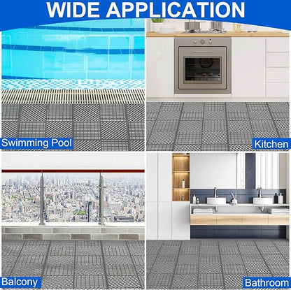 MYFAMIREA Modular Interlocking Cushion 12 Pack 11.8" x 11.8" Rubber Floor Tiles - Image 7
