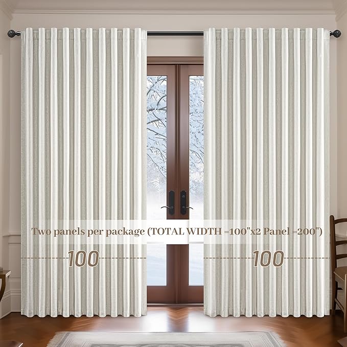 Curtains 100 Inch Length Wide Pleated Blackout Curtain - Image 7