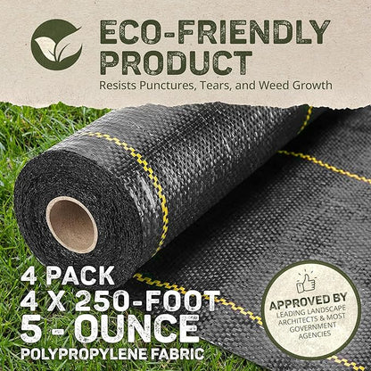DeWitt 4-Pack Pro-5 Weed Barrier Fabric 5 oz, 4 x 250 Feet – Heavy-Duty Woven - Image 4