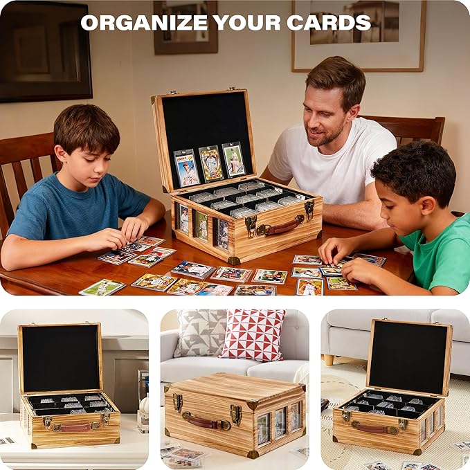Graded Card Storage Box with Display Window, Wood Card Case - Image 6