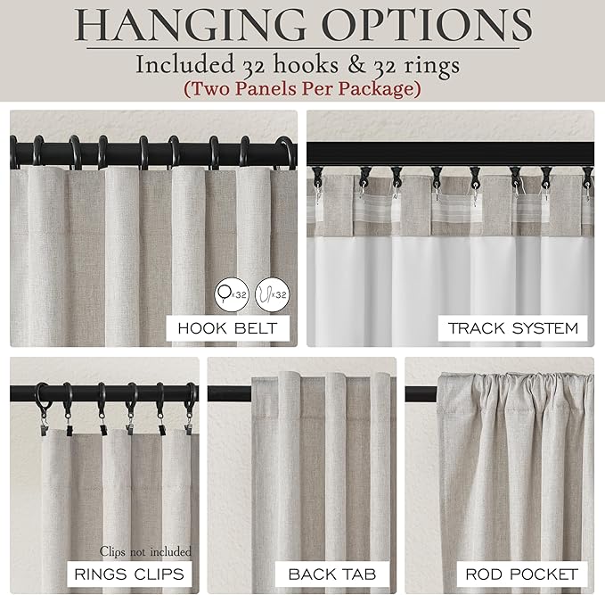 Blackout Extra Long Curtains & Drapes 108 Inches Long 2 Panels Set, Lush Pinch - Image 5