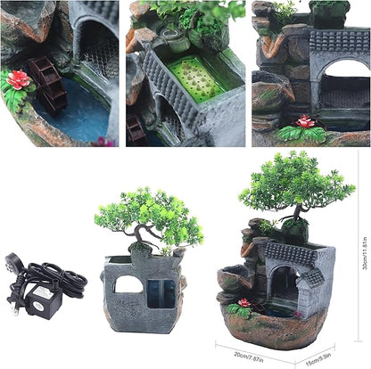 11" Desktop Fountain Rock Waterfall Humidifier - Image 3