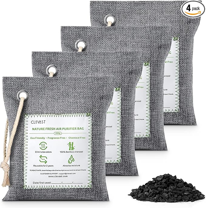 CLEVAST Bamboo Charcoal Air Purifying Bags -, Removes Odors and Moisture by CLEVAST