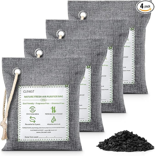 CLEVAST Bamboo Charcoal Air Purifying Bags -, Removes Odors and Moisture by CLEVAST