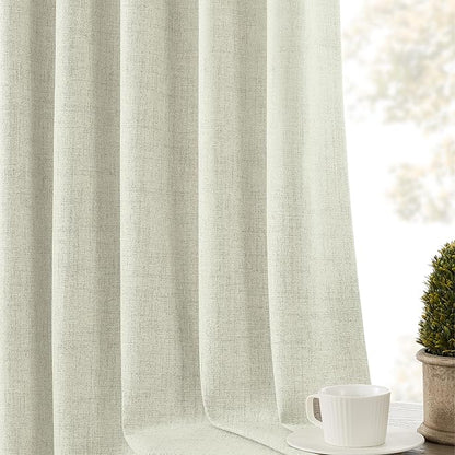 CUCRAF Linen 100% Blackout Curtains 96 Inch Length 2 Panels Set, Back Tab and - Image 6